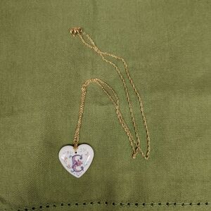 Avon Gold and White Heart Pendant Necklace